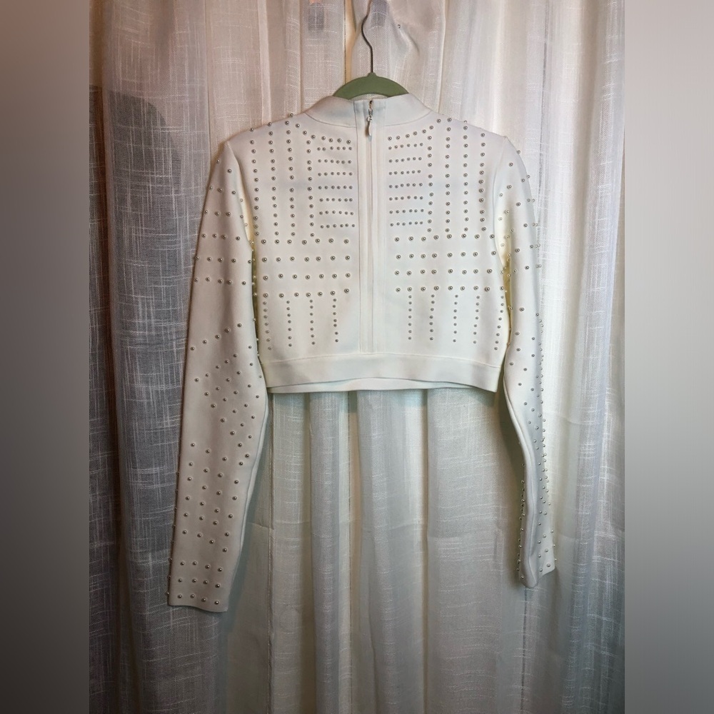 VENUS White Studded Crop Top. NWT size Large - Picture 12 of 16